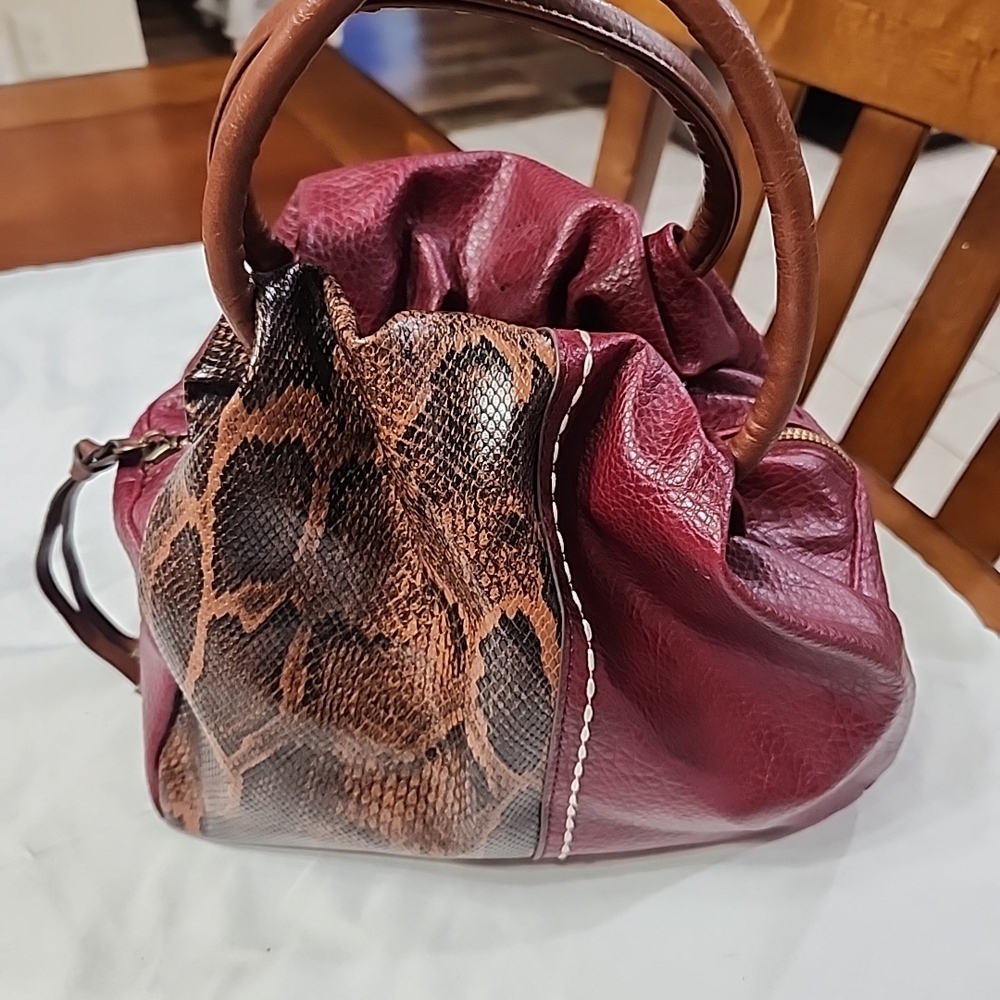 Chic Burgundy and Brown Shoulder Bag